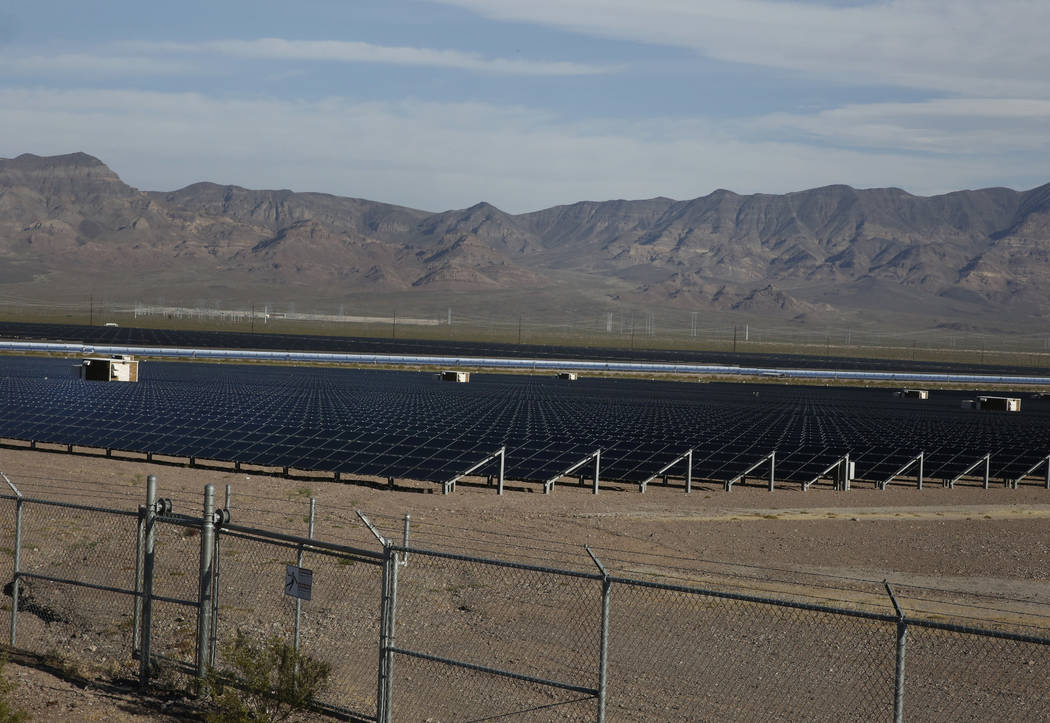 Copper Mountain Solar ll power plant is seen in El Dorado Valley on Thursday, May 31, 2018, in Boulder City. Bizuayehu Tesfaye/Las Vegas Review-Journal @bizutesfaye