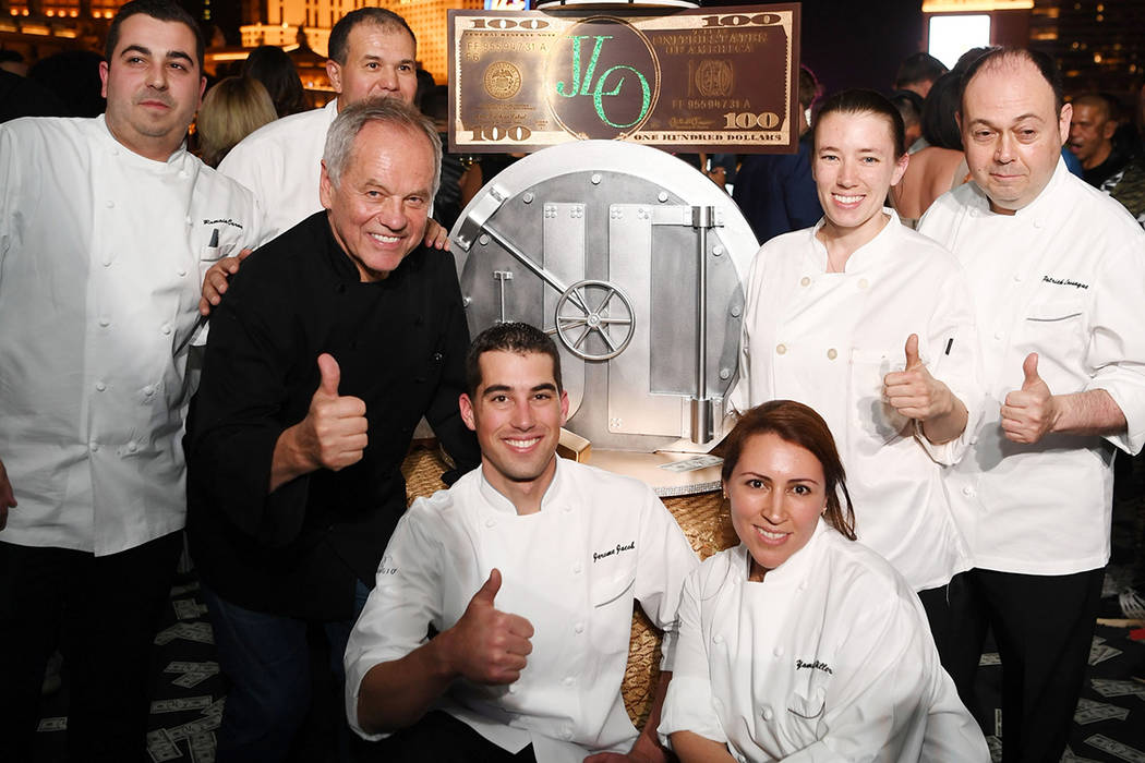 Wolfgang Puck (2nd from L) poses for a photo at Spago at Bellagio on May 20, 2018 in Las Vegas, Nevada. (Photo by Denise Truscello/Getty Images for MGM Resorts International)