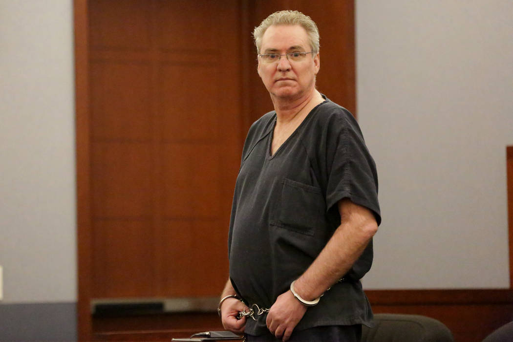 Michael Banco is sentenced to life in prison on two counts with the possibility of parole after 35 years by Judge Elissa F. Cadish on Wednesday, May 30, 2018. (Michael Quine Las Vegas Review-Journ ...