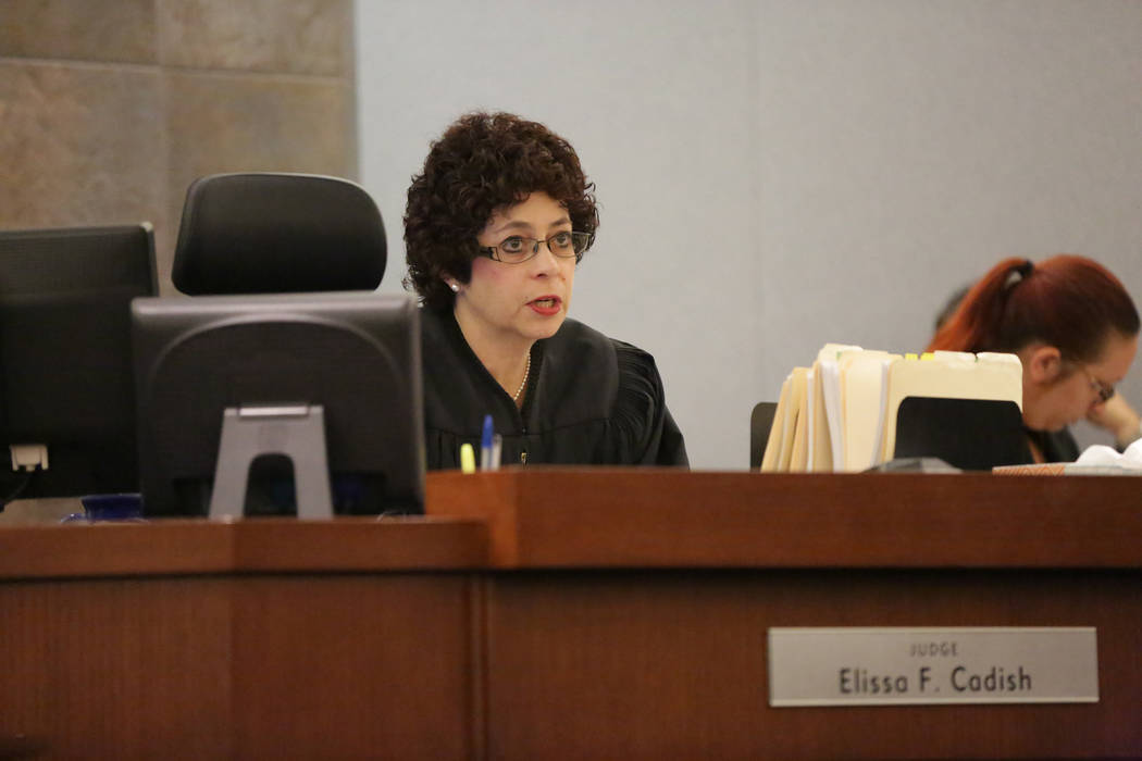 Judge Elissa F. Cadish hands down a judgment to Michael Banco during sentencing on Wednesday, May 30, 2018. (Michael Quine Las Vegas Review-Journal @Vegas88s)