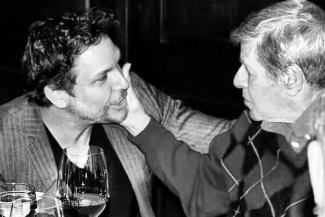 Dane Cook and Jerry Lewis are shown at Lewis's 90th birthday party on March 16, 2016 at Piero's Italian Restaurant in Las Vegas. (Danielle Lewis)