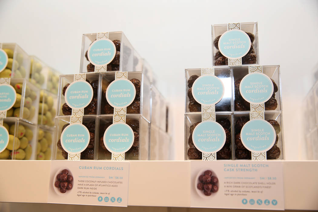 Chocolate with alcohol at Sugarfina inside Fashion Show Mall in Las Vegas, Wednesday, May 23, 2018. Sugarfina opened its Las Vegas location in April. Erik Verduzco Las Vegas Review-Journal @Erik_V ...