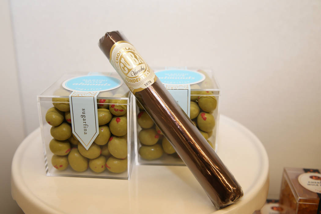 Chocolate olives and cigar at Sugarfina inside Fashion Show Mall in Las Vegas, Wednesday, May 23, 2018. Sugarfina opened its Las Vegas location in April. Erik Verduzco Las Vegas Review-Journal @Er ...