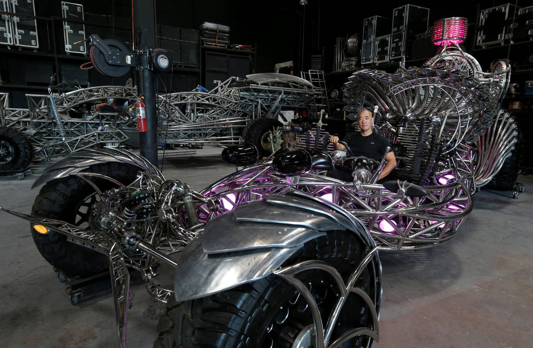 Artist Henry Chang with his art car Valyrian Steel at his Las Vegas studio Wednesday, May 30, 2018, in preparation for the upcoming Intergalactic Art Car Festival on Saturday, June 9. The festival ...