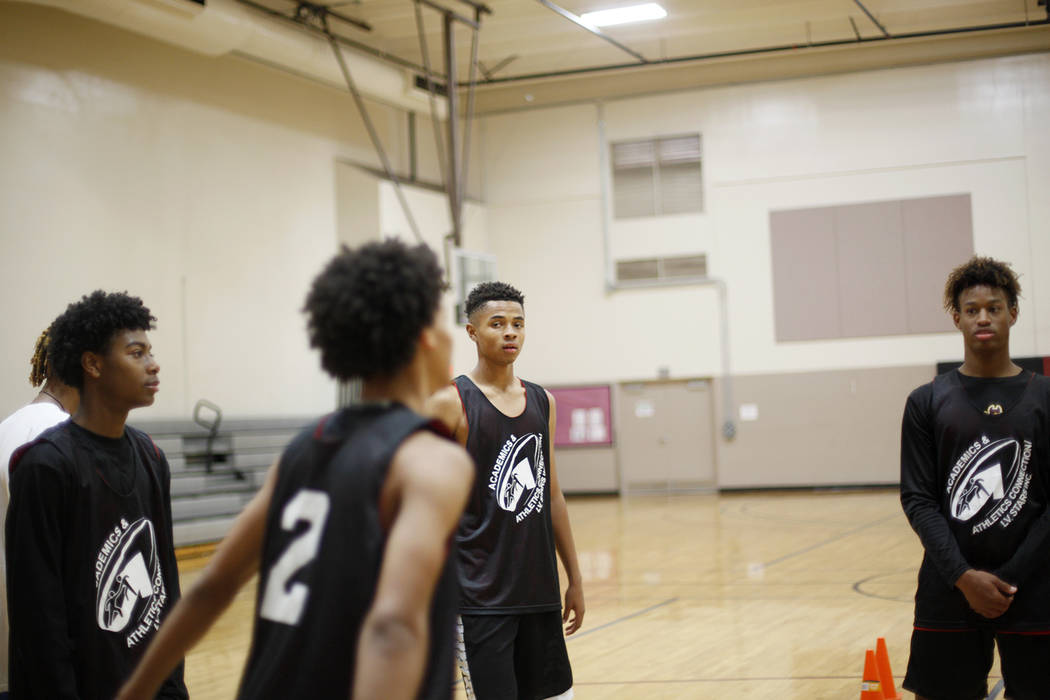 D'Andre Burnett, center, at basketball practice for the LV Stars at the Chuck Minker Sports Complex in Las Vegas, Tuesday, May 8, 2018. Rachel Aston Las Vegas Review-Journal @rookie__rae