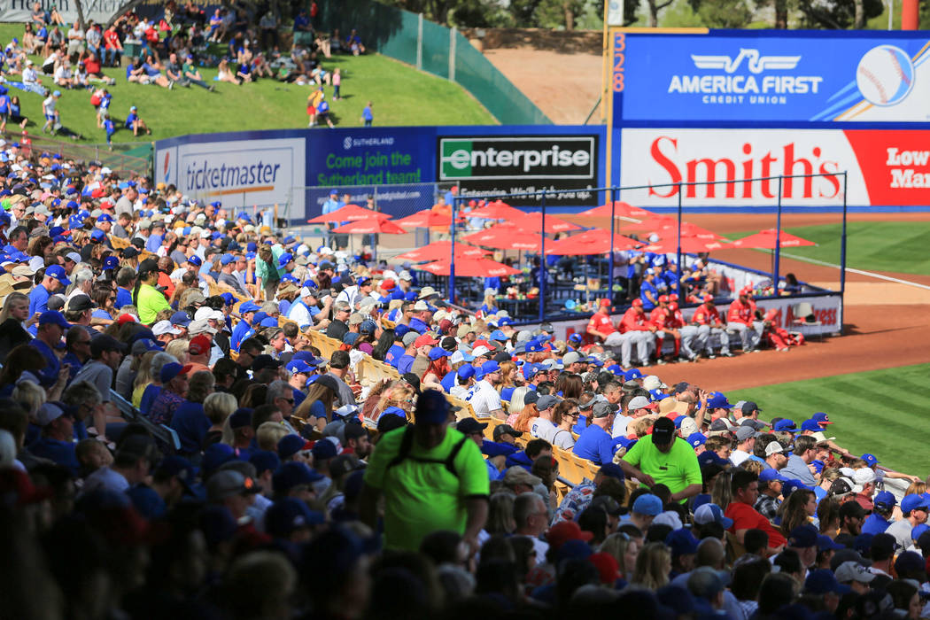 Fans watch a game between the Chicago Cubs and the Cincinnati Reds at Cashman Field in Las Vegas on Sunday, March 26, 2017. (Brett Le Blanc/Las Vegas Review-Journal) @bleblancphoto