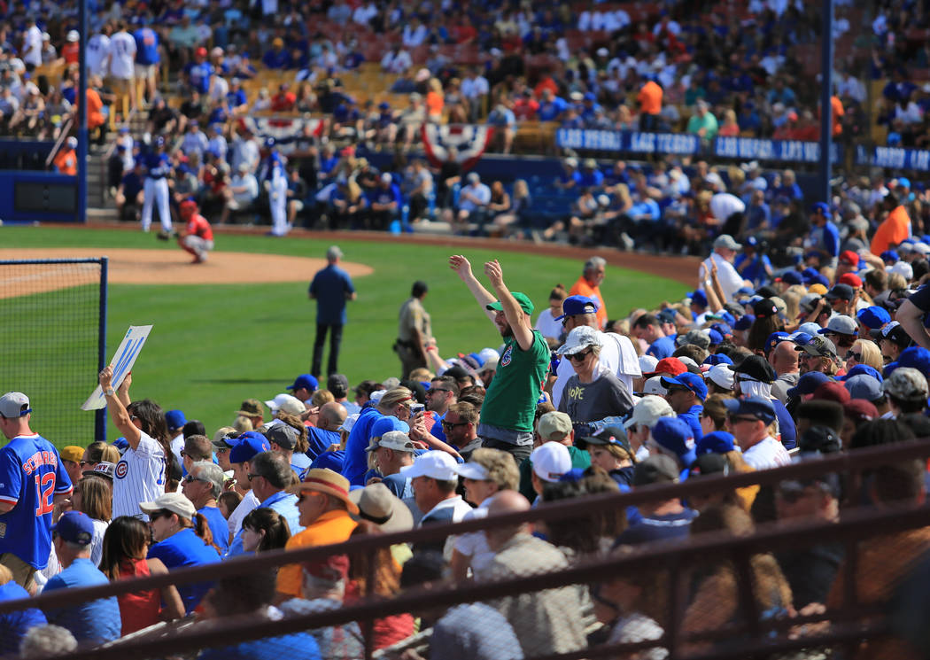Fans watch a game between the Chicago Cubs and the Cincinnati Reds at Cashman Field in Las Vegas on Sunday, March 26, 2017. (Brett Le Blanc/Las Vegas Review-Journal) @bleblancphoto
