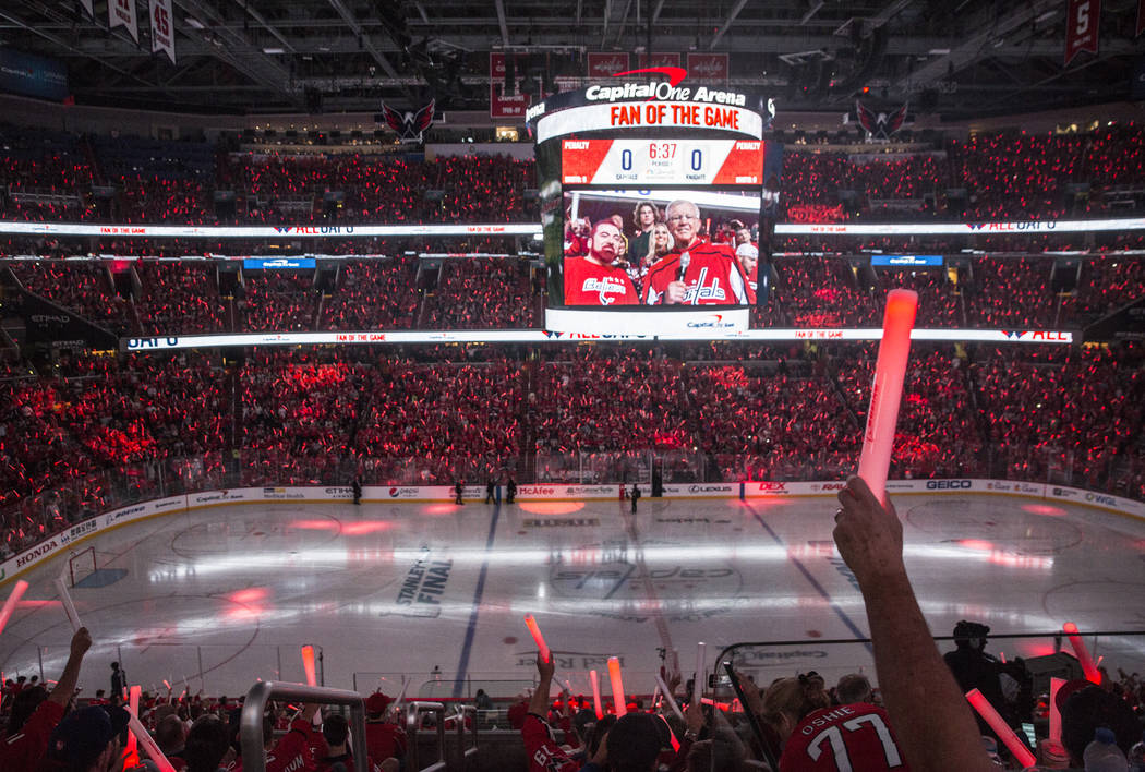 Capital One Arena is packed for Game 3 of the NHL Stanley Cup Final between the Golden Knights and Washington Capitals on Saturday, June 2, 2018, in Washington. Benjamin Hager Las Vegas Review-Jou ...