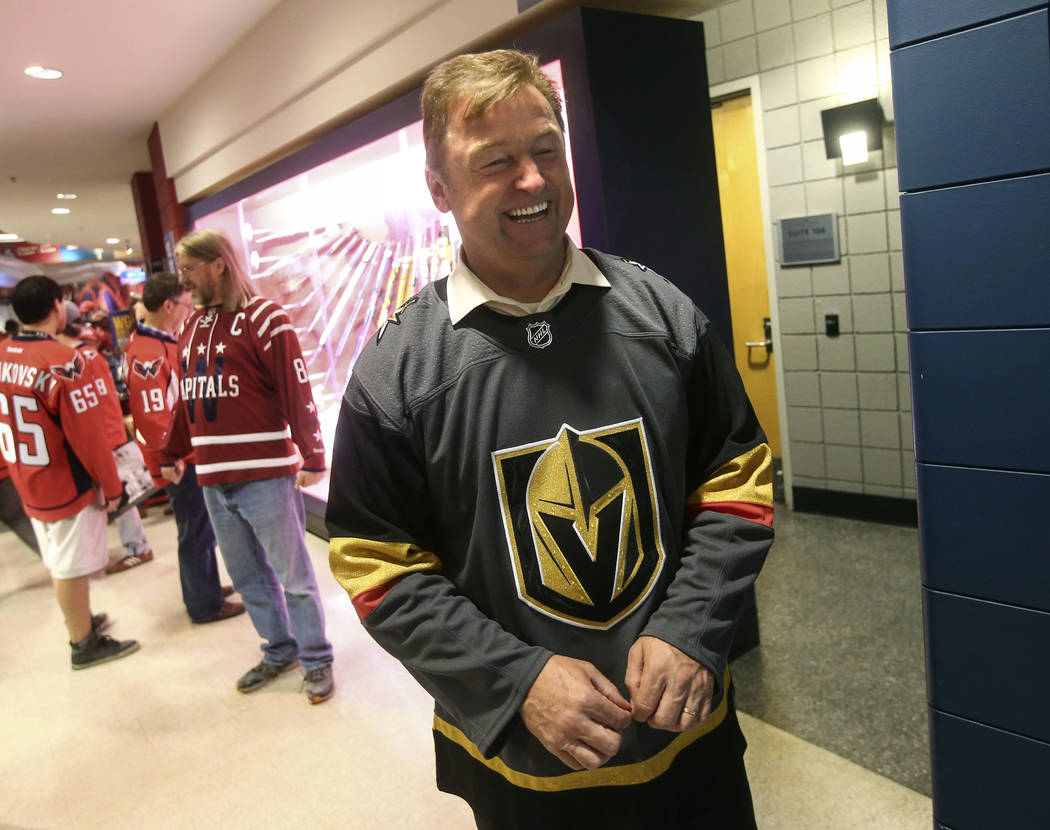 U.S. Sen. Dean Heller, R-Nev., before the start of Game 4 of the Stanley Cup Final at Capital One Arena in Washington on Monday, June 4, 2018. Chase Stevens Las Vegas Review-Journal @csstevensphoto