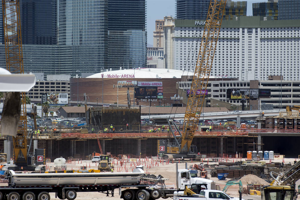 Construction continues at Las Vegas Stadium on Monday, June 4, 2018. Richard Brian Las Vegas Review-Journal @vegasphotograph