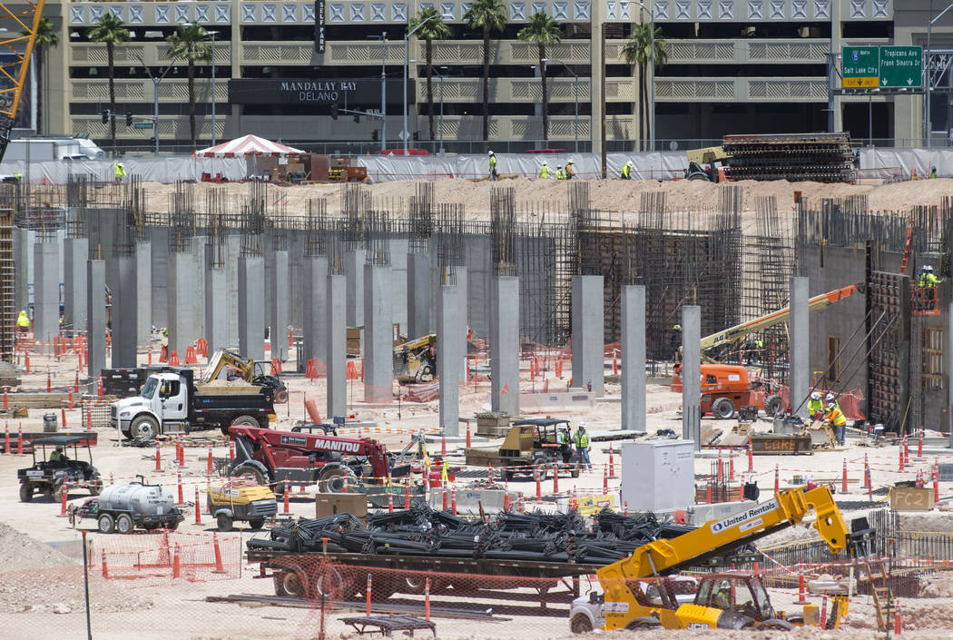 Construction continues at Las Vegas Stadium on Monday, June 4, 2018. Richard Brian Las Vegas Review-Journal @vegasphotograph