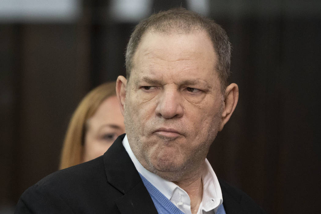 Harvey Weinstein listens during a court proceeding in New York on Friday, May 25, 2018. (Steven Hirsch/New York Post via AP, Pool)