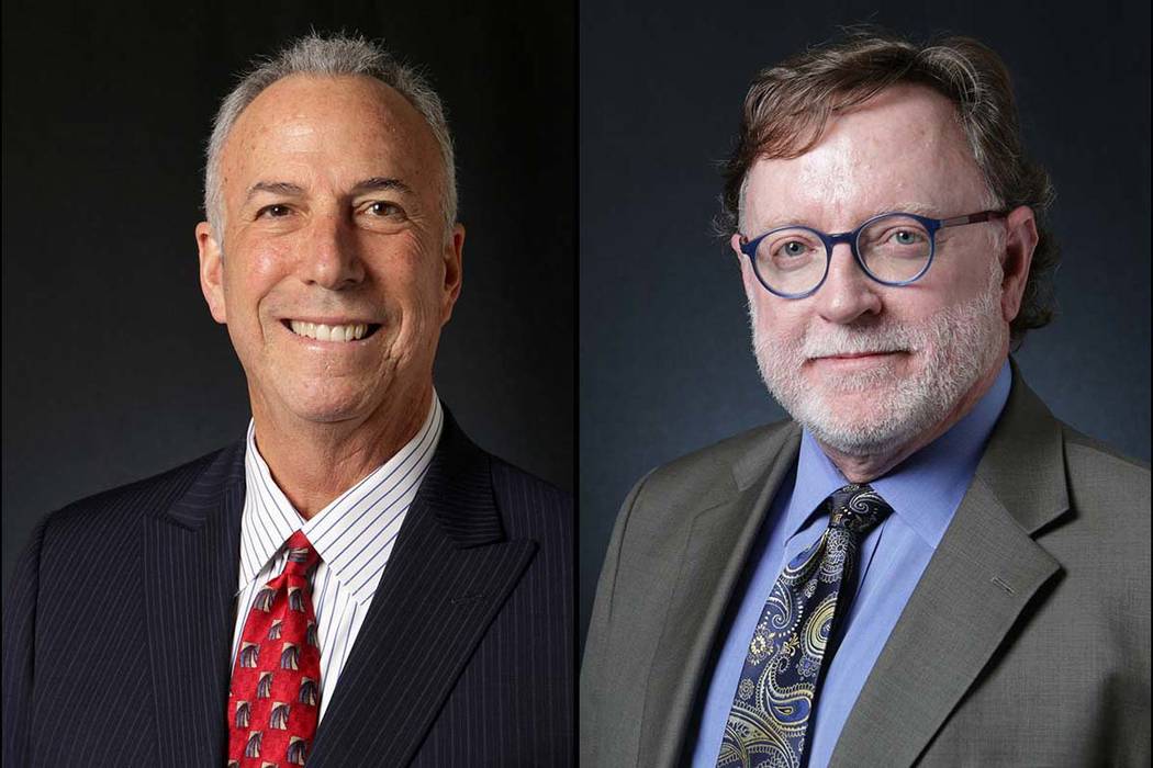Steve Wolfson, left, and Robert Langford, Democratic candidates for Clark County district attorney (Las Vegas Review-Journal)
