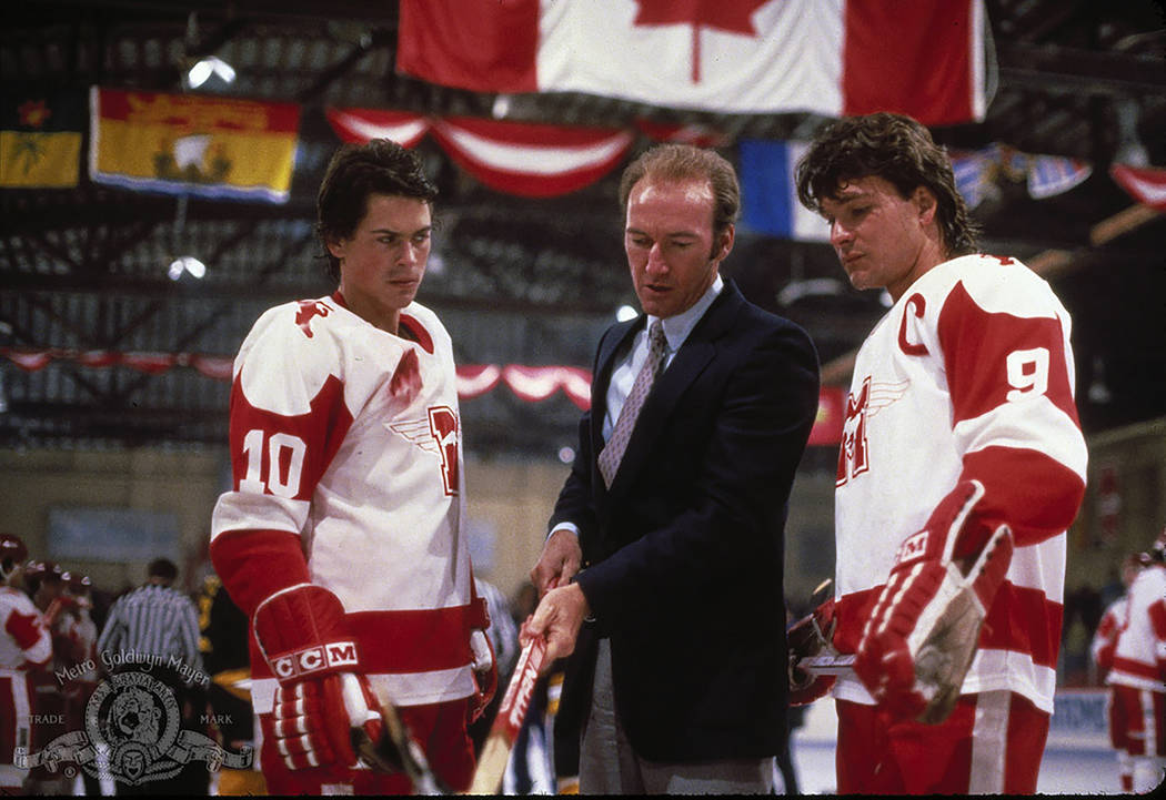 Rob Lowe, Ed Lauter and Patrick Swayze in "Youngblood" (MGM)