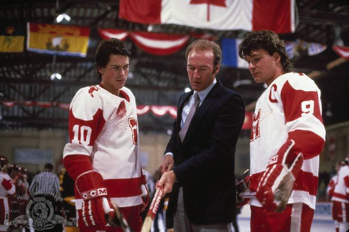 Rob Lowe, Ed Lauter and Patrick Swayze in "Youngblood" (MGM)