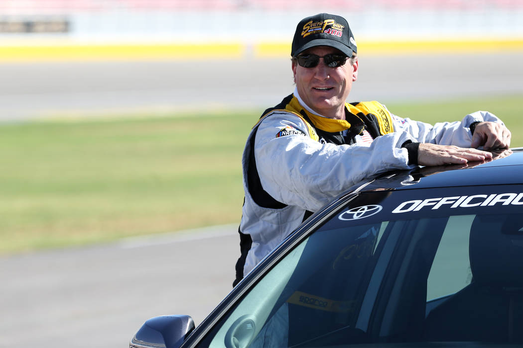 Former hockey star Jeremy Roenick gets ready to drive hot laps at the Las Vegas Motor Speedway in Las Vegas, Wednesday, June 6, 2018. Erik Verduzco Las Vegas Review-Journal @Erik_Verduzco