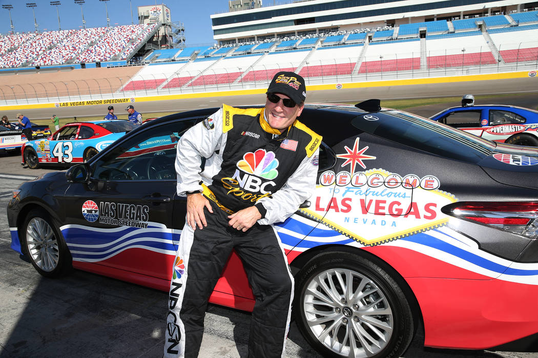 Former hockey star Jeremy Roenick gets ready to drive hot laps at the Las Vegas Motor Speedway in Las Vegas, Wednesday, June 6, 2018. Erik Verduzco Las Vegas Review-Journal @Erik_Verduzco