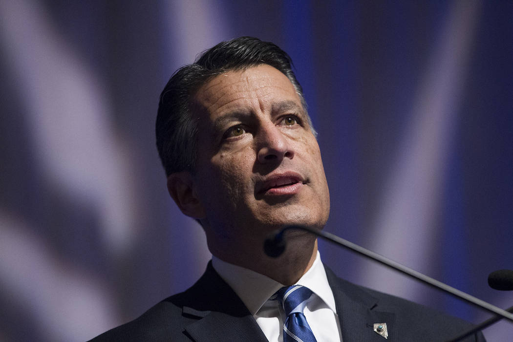 Gov. Brian Sandoval speaks during the Nevada Governor's Global Tourism Summit at the Flamingo hotel-casino in Las Vegas, Tuesday, Dec. 5, 2017. Erik Verduzco Las Vegas Review-Journal @Erik_Verduzco