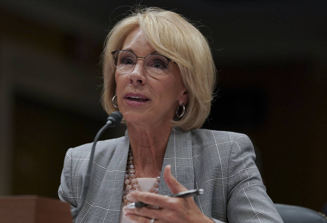 Education Secretary Betsy DeVos testifies during a Senate Subcommittee on Labor, Health and Human Services, Education, and Related Agencies Appropriations hearing to review the Fiscal Year 2019 fu ...