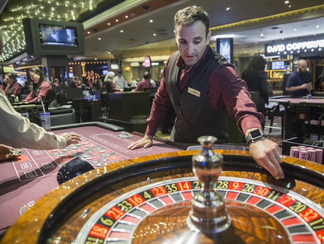 Roulette dealer Derek Hoffman places bets at the MGM Grand hotel-casino on  Thursday, April 19, 2018, in Las Vegas. Benjamin Hager Las Vegas Review-Journal  @benjaminhphoto | Las Vegas Review-Journal