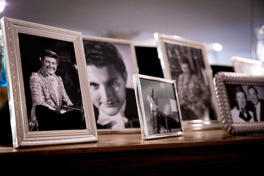 Photos of the Strip headliner line the hallway of the mansion. (Tonya Harvey Real Estate Millions)
