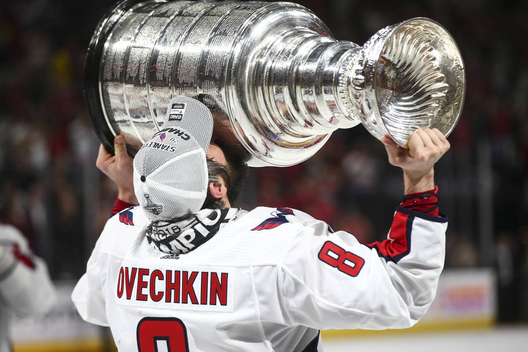 Alex Ovechkin was holding the Stanley Cup up in the middle of the