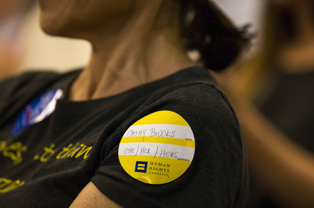 Cathy Brooks attends a Get Out the Vote rally hosted by the Human Rights Campaign at The Gay and Lesbian Community Center of Southern Nevada in Las Vegas on Monday, June 11, 2018. Richard Brian La ...