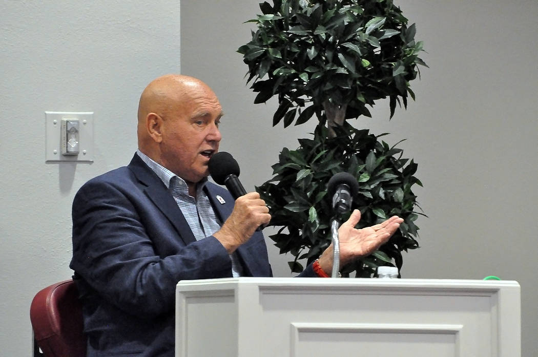 Dennis Hof Dennis Hof speaks at his campaign rally on June 2, 2018 at the Pahrump Nugget in Pahrump. (Horace Langford Jr./Pahrump Valley Times)