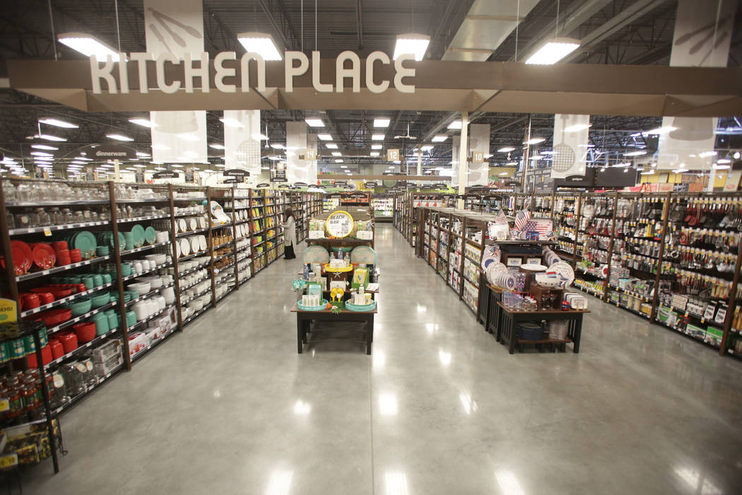 Home Goods fill several aisles at the new 125,000-square-foot Smith’s Marketplace on Skye Canyon Road on Tuesday, June 12, 2018 the day before it’s grand opening. Michael Quine Las V ...