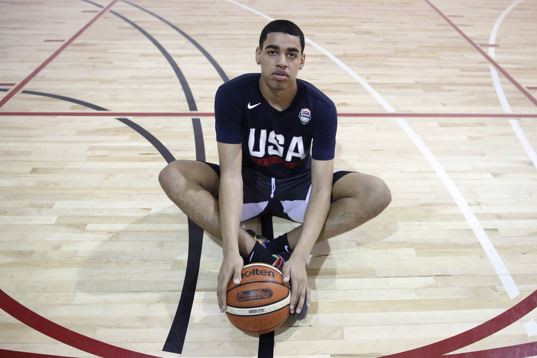 Liberty High School junior Julian Strawther poses for photo on Tuesday, June 12, 2018 at Athletic Gaines after his workout in preparation for a tryout for Team USA's U17 team that's going to compe ...