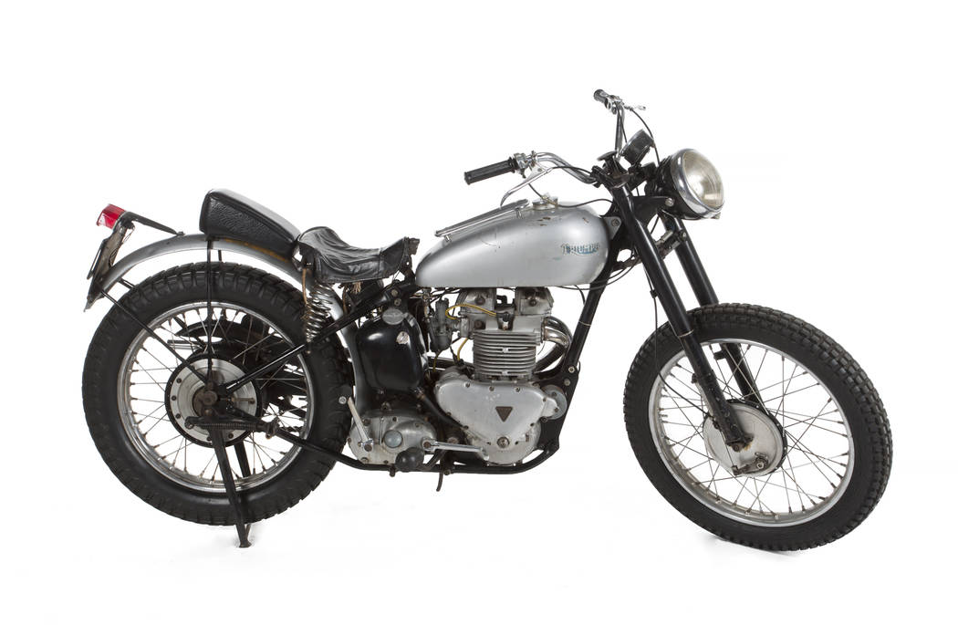 A 1949 Triumph Trophy TR500 representing one of just three Triumph motorcycles used in the production of "Happy Days" as the iconic mode of transportation for the character of Arthur Fonzarelli. ( ...