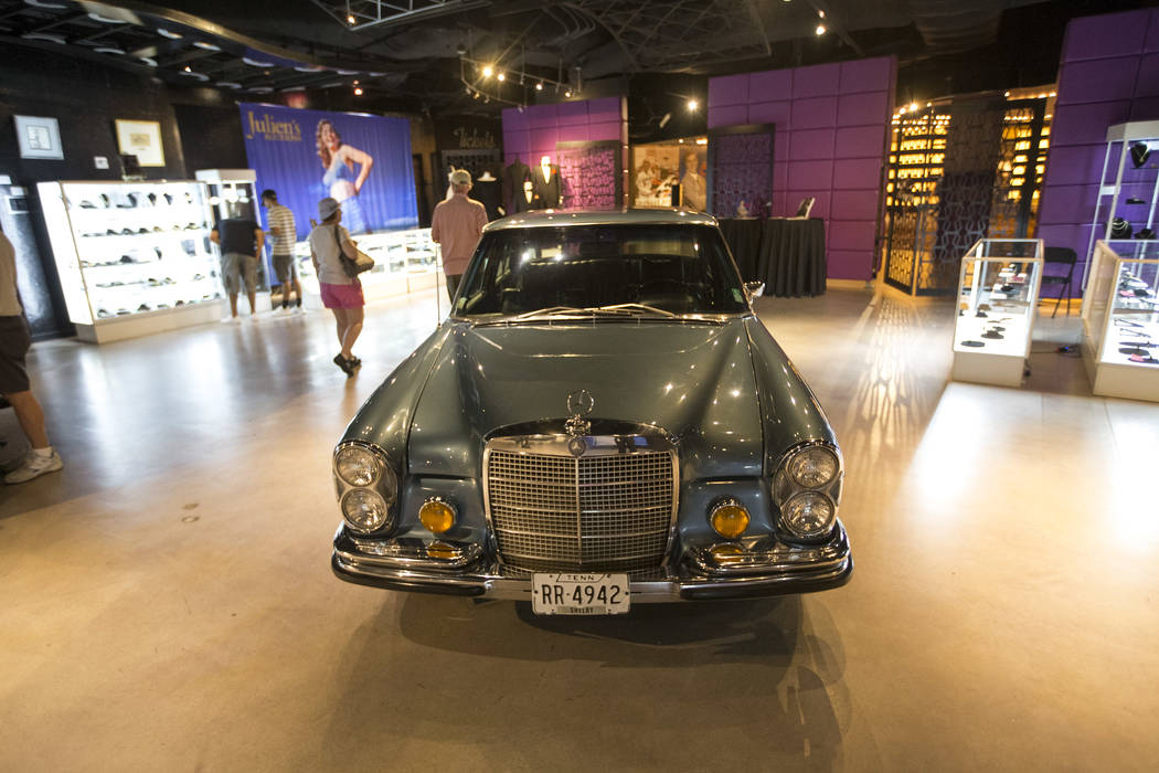 A 1970 Mercedes-Benz 280 SEL purchased new by Elvis Presley and retained until his death on display as part of Julian's Auctions Hollywood Legends collection at Planet Hollywood in Las Vegas on Mo ...