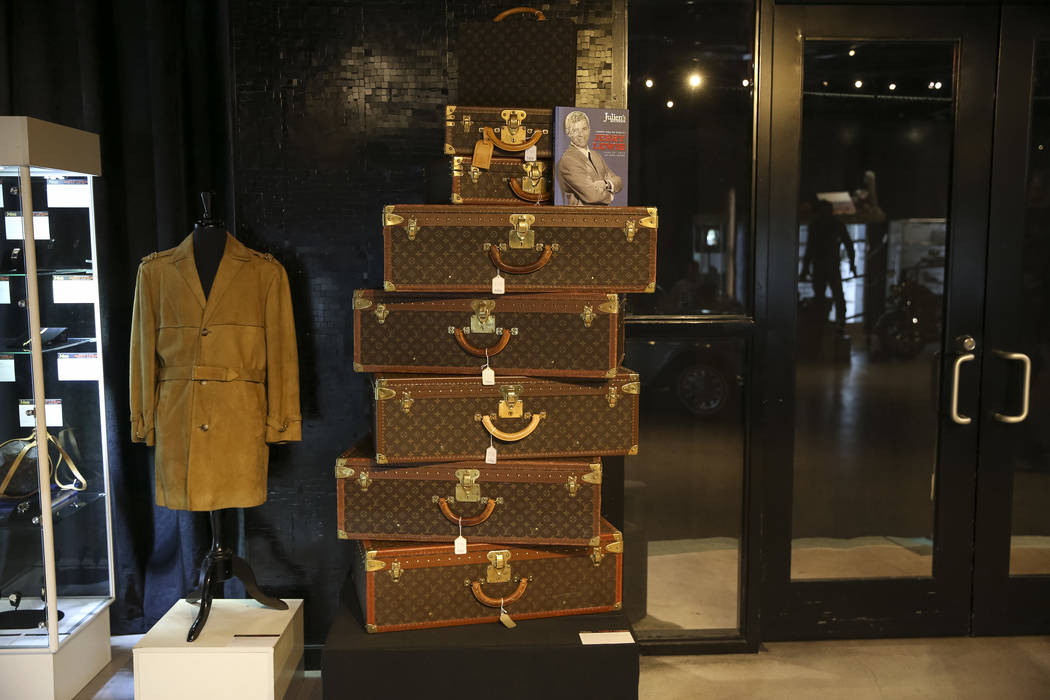 A group of Louis Vuitton trunks belonging to late comedian Jerry Lewis on display during the Julian's Auctions Property from the estate of Jerry Lewis inside Planet Hollywood Resort in Las Vegas o ...