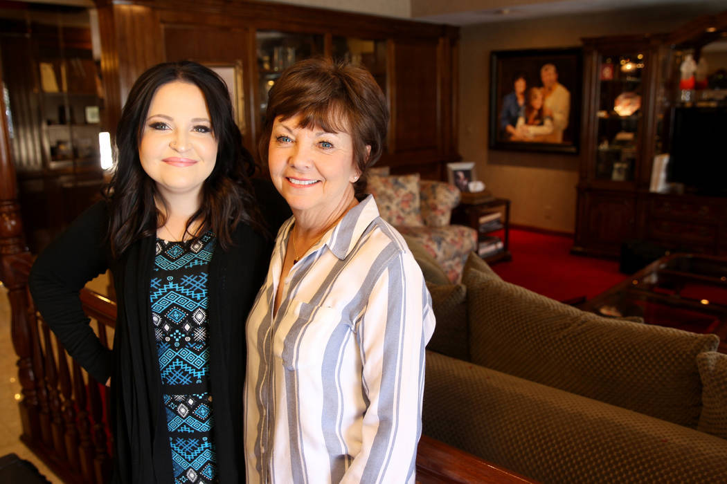 Jerry Lewis' daughter Danielle Lewis, left, and widow SanDee 'Sam' Lewis at the family's home, Thursday, March 29, 2018. The two-story home at 1701 Waldman Ave. in the Scotch 80s neighborhood in d ...