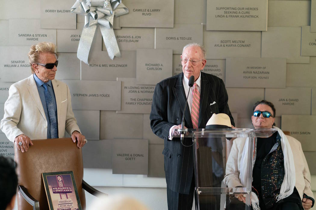 Siegfried & Roy are shown with former Las Vegas Mayor Oscar Goodman at Cleveland Clinic Lou Ruvo Center for Brain Health on Siegfried's 79th birthday on Thursday, June 14, 2018. (Cashman Photo)