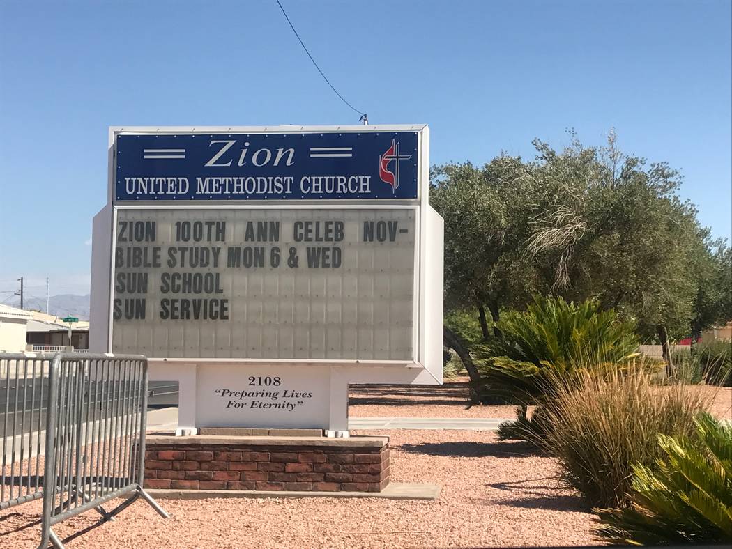 A sign at Zion United Methodist Church, 2108 Revere Street. (Kailyn Brown/ View) @KailynHype