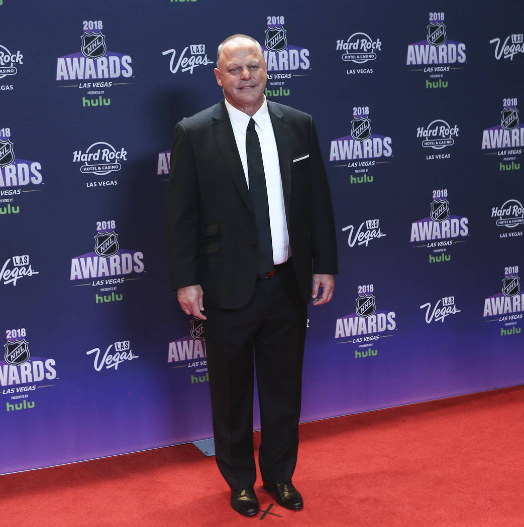 Golden Knights head coach Gerard Gallant poses on the red carpet ahead of the NHL Awards at the Hard Rock Hotel in Las Vegas on Wednesday, June 20, 2018. Chase Stevens Las Vegas Review-Journal @cs ...