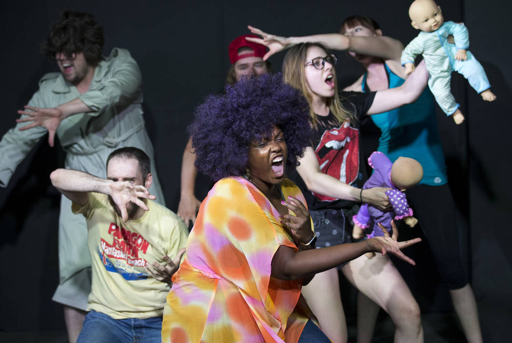 Cast members perform during a rehearsal for "Bigfoot: The Musical" at the Majestic Repertory Theatre in downtown Las Vegas on Thursday, June 21, 2018. Richard Brian Las Vegas Review-Jour ...