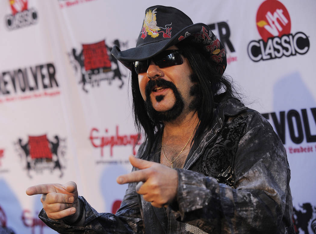 Vinnie Paul of Pantera arrives at the second annual Revolver Golden Gods Awards in Los Angeles, Thursday, April 8, 2010. (AP Photo/Chris Pizzello)