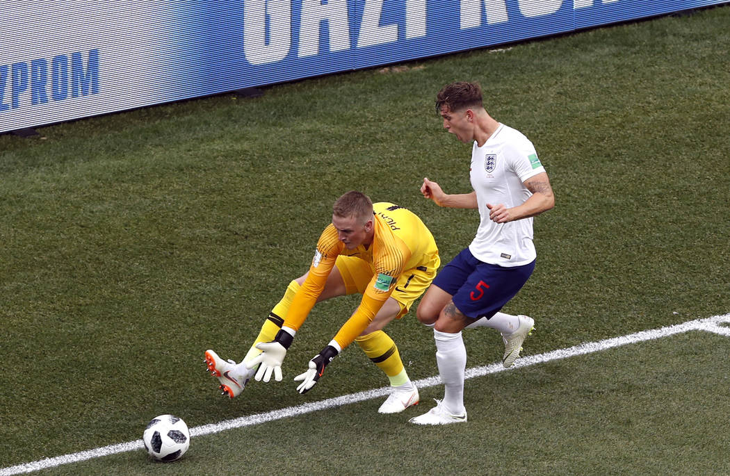 John STONES da Inglaterra marca gol durante jogo entre INGLATERRA X PANAMÁ  válida pela 2ª rodada do grupo G da Copa do Mundo de 2018, realizada no  Estádio de Níjni Novgorod, na