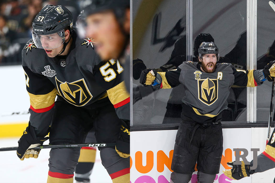 Golden Knights left wing David Perron (57) and Golden Knights left wing James Neal (18) in a composite photo. Las Vegas Review-Journal