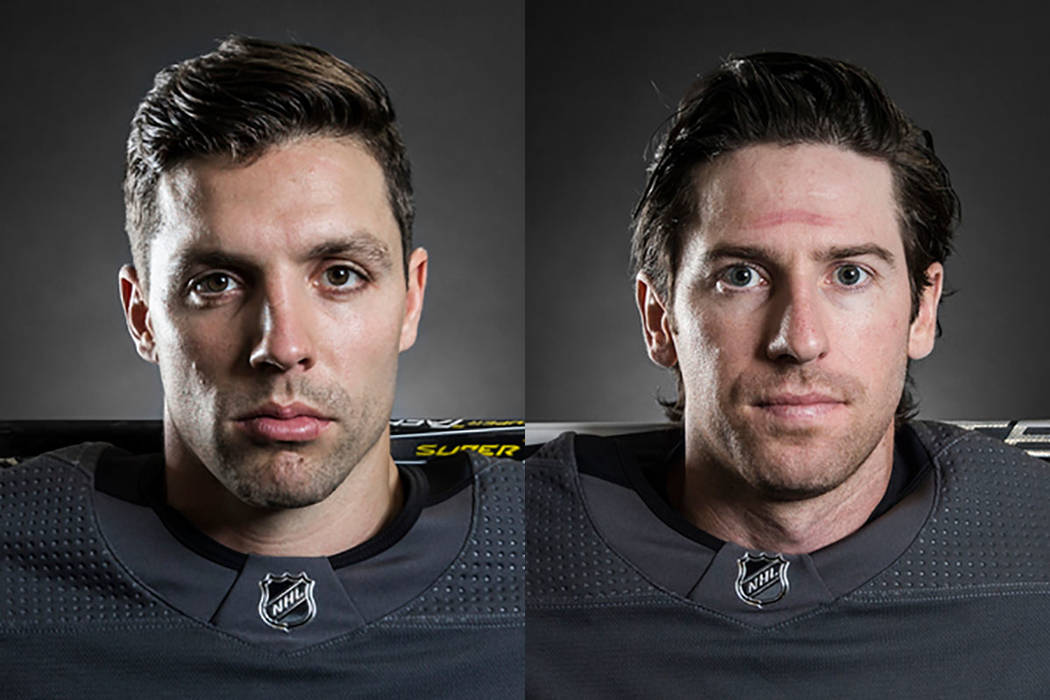 David Perron, left, and James Neal of the Vegas Golden Knights (Las Vegas Review-Journal)