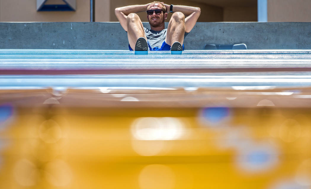 51s fan Sean McNulty watches Las Vegas take on the Reno Aces in mid-day temperatures reaching 106 degrees on Sunday, June 24, 2018, at Cashman Field, in Las Vegas. Benjamin Hager Las Vegas Review- ...