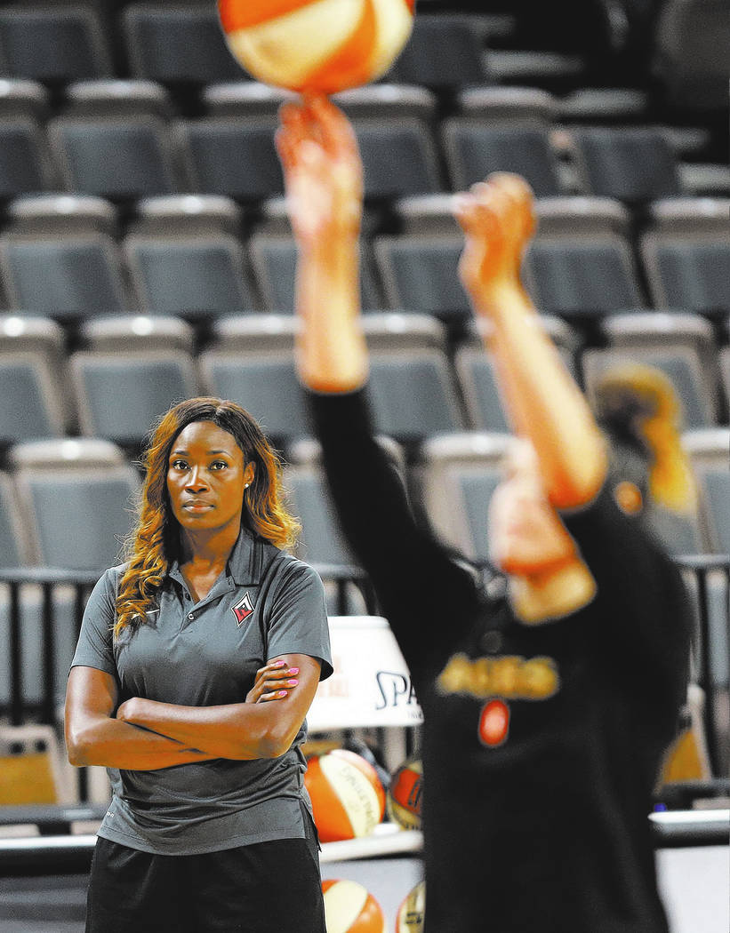 Las Vegas Aces's commentator Rushia Brown during a team practice at the Mandalay Bay Events Center in Las Vegas, Tuesday, June 26, 2018. Erik Verduzco Las Vegas Review-Journal @Erik_Verduzco