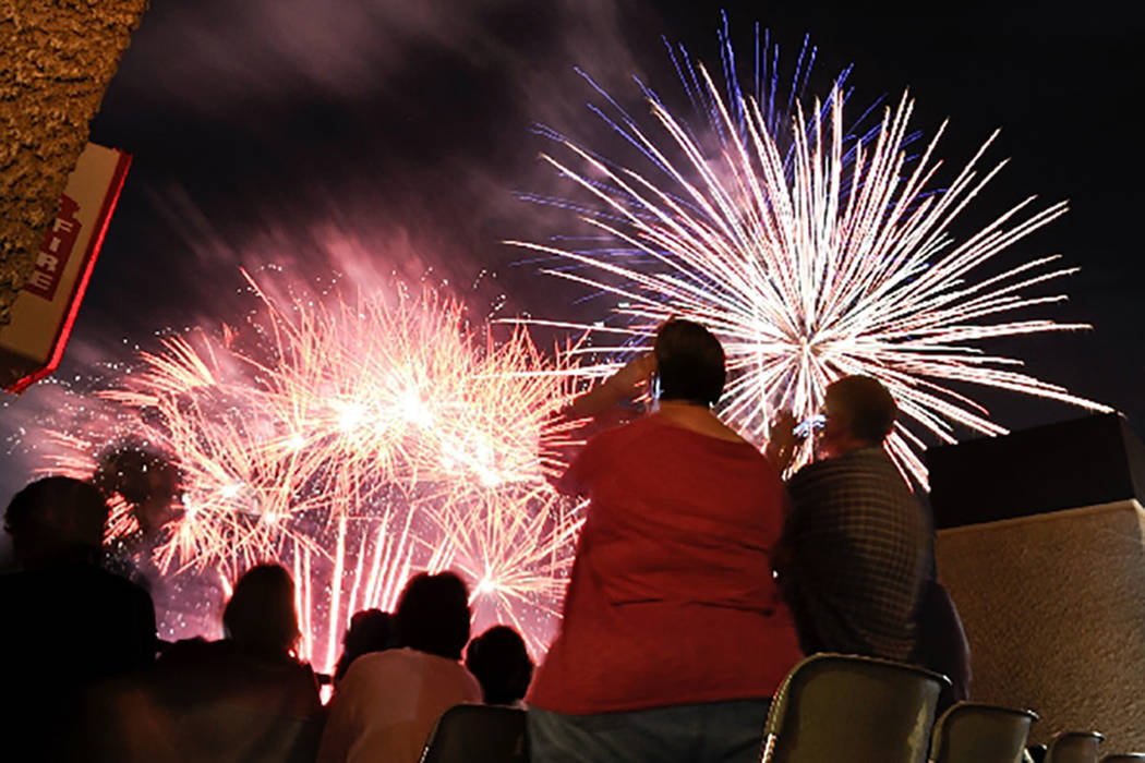 Fireworks light up the sky during a 2012 Independence Day celebration following a Las Vegas 51s baseball game at Cashman Field. (Las Vegas Review-Journal)