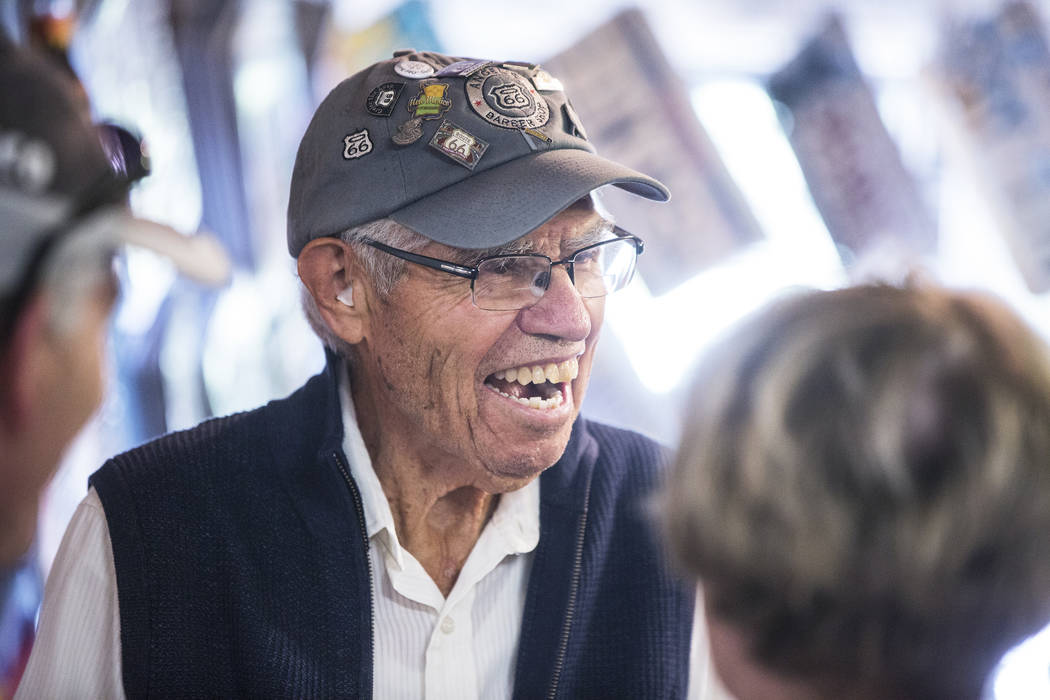 Angel Delgadillo, 91, known as the Angel of Route 66, talks with customers on Wednesday, May 16, 2018, at Delgadillo's Route 66 Gift Shop, in Seligman, AZ. Benjamin Hager Las Vegas Review-Journal ...