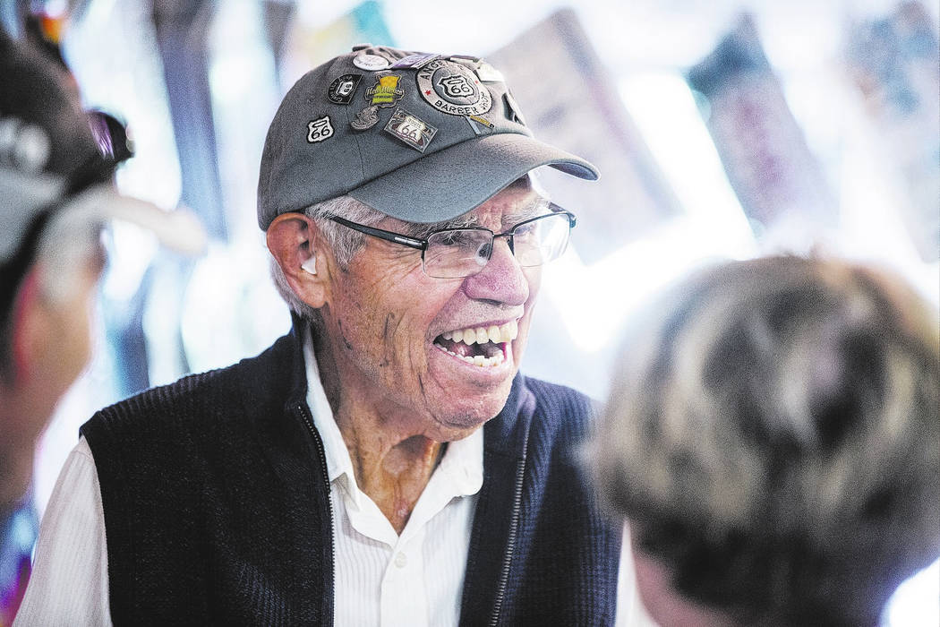 Angel Delgadillo, 91, known as the Angel of Route 66, talks with customers on Wednesday, May 16, 2018, at Delgadillo's Route 66 Gift Shop, in Seligman, AZ. Benjamin Hager Las Vegas Review-Journal ...