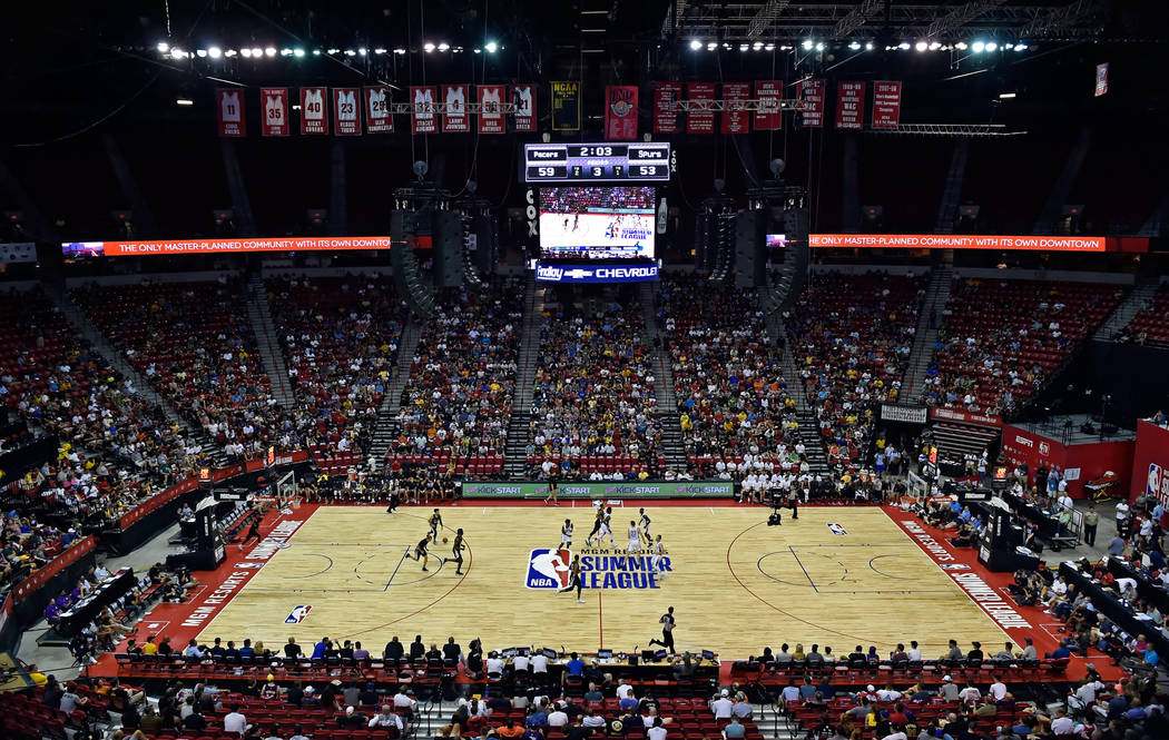 A general view of the Thomas & Mack Center during an NBA summer league basketball game between the San Antonio Spurs and Indiana Pacers Saturday, July 7, 2018, in Las Vegas. David Becker/Las V ...