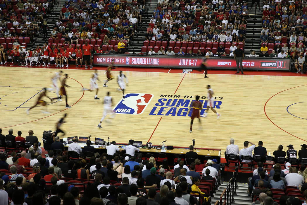 The Houston Rockets plays against the Cleveland Cavaliers during the NBA Summer League game at the Thomas & Mack Center in Las Vegas, Saturday, July 14, 2018. Erik Verduzco Las Vegas Review-Jo ...