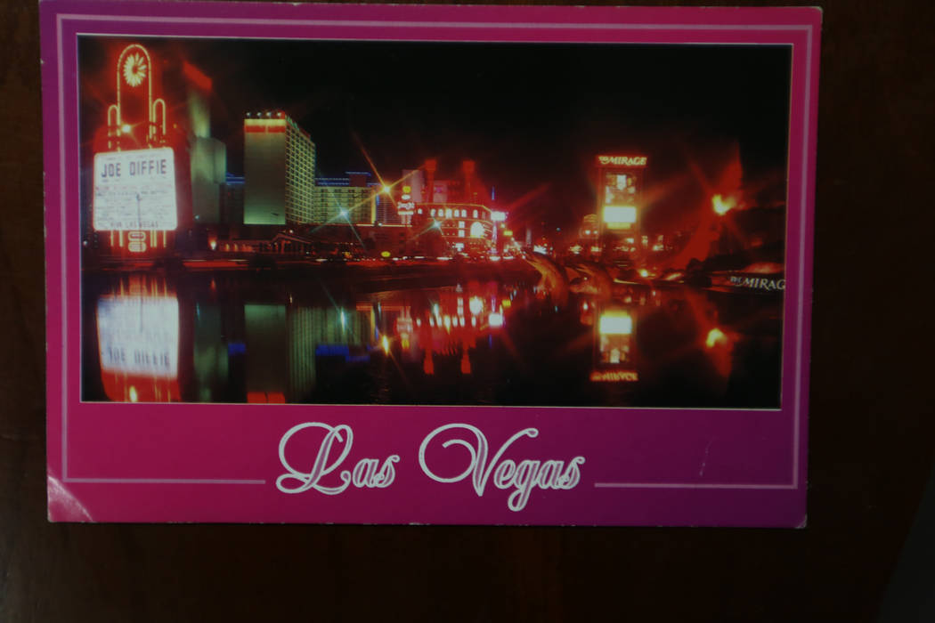 An old postcard of Fremont Street that's held at the Clark County Museum in Henderson on Monday, June 25, 2018. Rachel Aston Las Vegas Review-Journal @rookie__rae